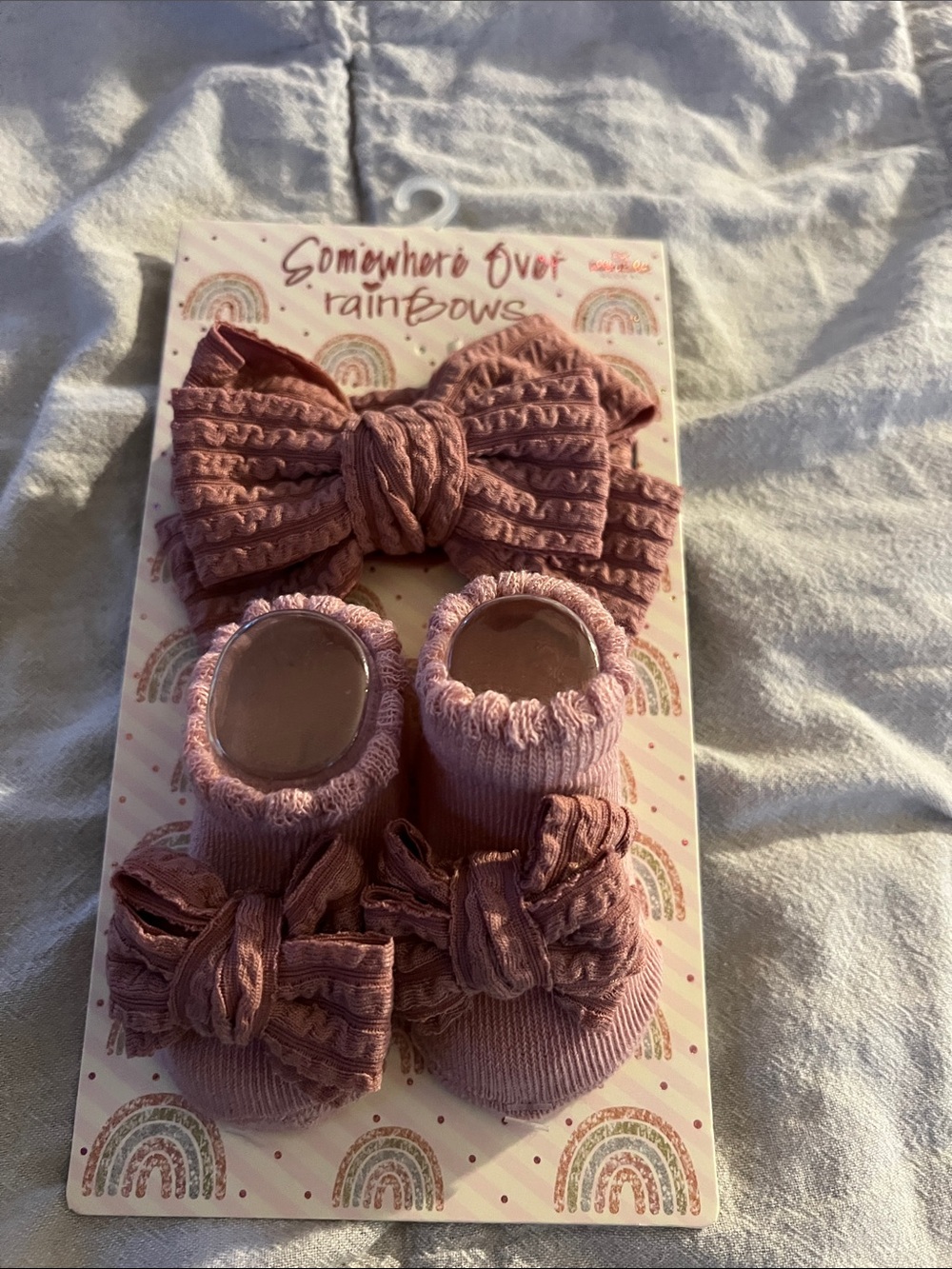 NWT Marshalls Baby Bow Socks & Headband Set - Pink